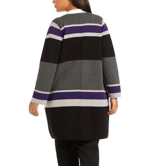 Calvin Klein Striped Open Front Cardigan - Picture 2 of 8